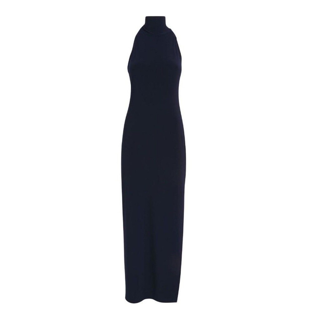 Norma Kamali Women’s Halterneck Maxi Dress Size L (40) Super Soft Deep Blue - Picture 3 of 12